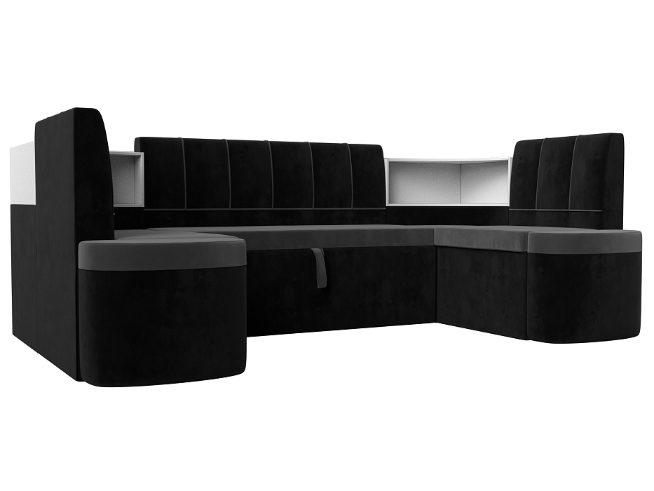П-образный диван Тефида (серый\черный цвет)