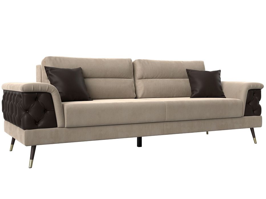 Прямой диван Лига-023 (бежевый\коричневый)