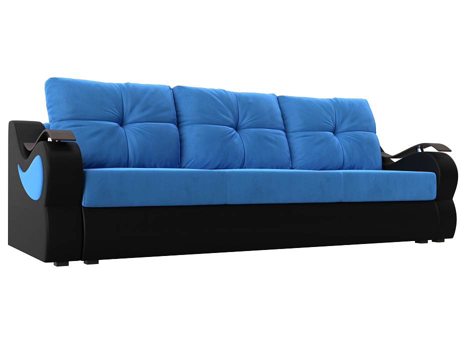 Прямой диван Меркурий еврокнижка (голубой\черный цвет)