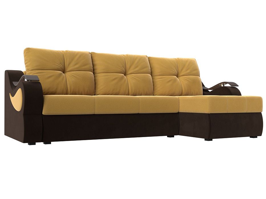 Угловой диван Меркурий правый угол (желтый\коричневый цвет)