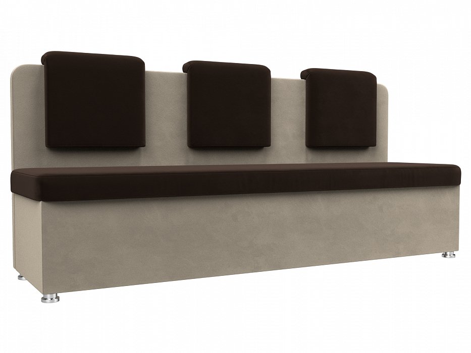 Кухонный прямой диван Маккон 3-х местный (коричневый\бежевый цвет)