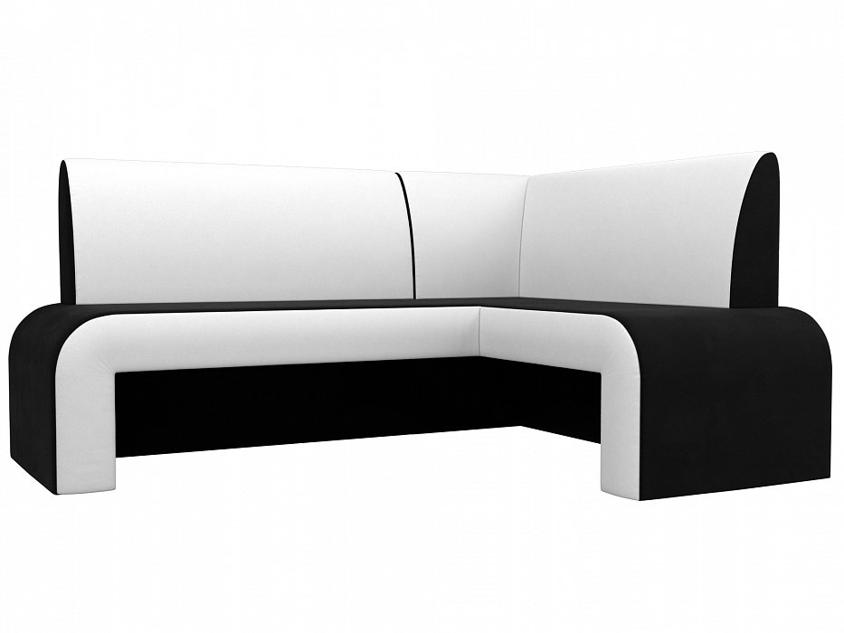 Кухонный угловой диван Кармен правый угол (черный\белый цвет)