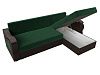 Угловой диван Меркурий Лайт правый угол (зеленый\коричневый цвет)