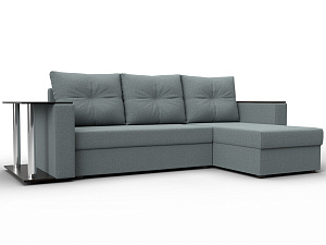 Диван угловой Атланта со столом правый угол  Амур 07 серый