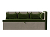Кухонный диван Метро с углом справа (зеленый\бежевый цвет)