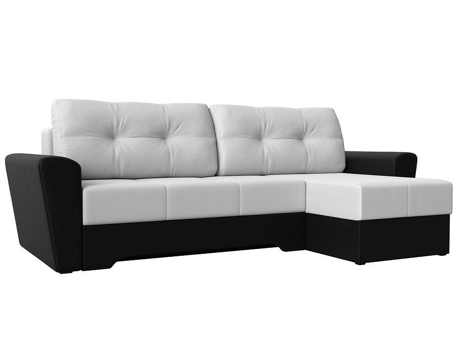 Угловой диван Амстердам правый угол (белый\черный цвет)