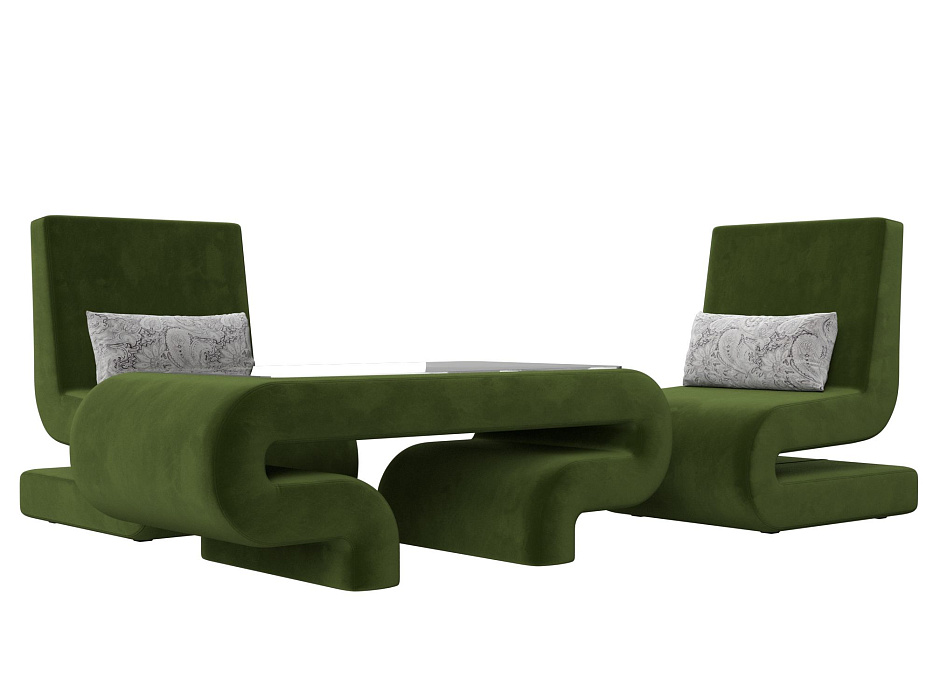 Набор Волна-3 (стол, 2 кресла) (зеленый цвет)