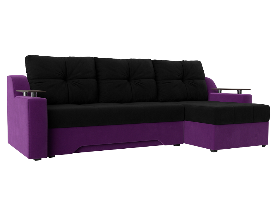 Угловой диван Сенатор правый угол (черный\фиолетовый цвет)