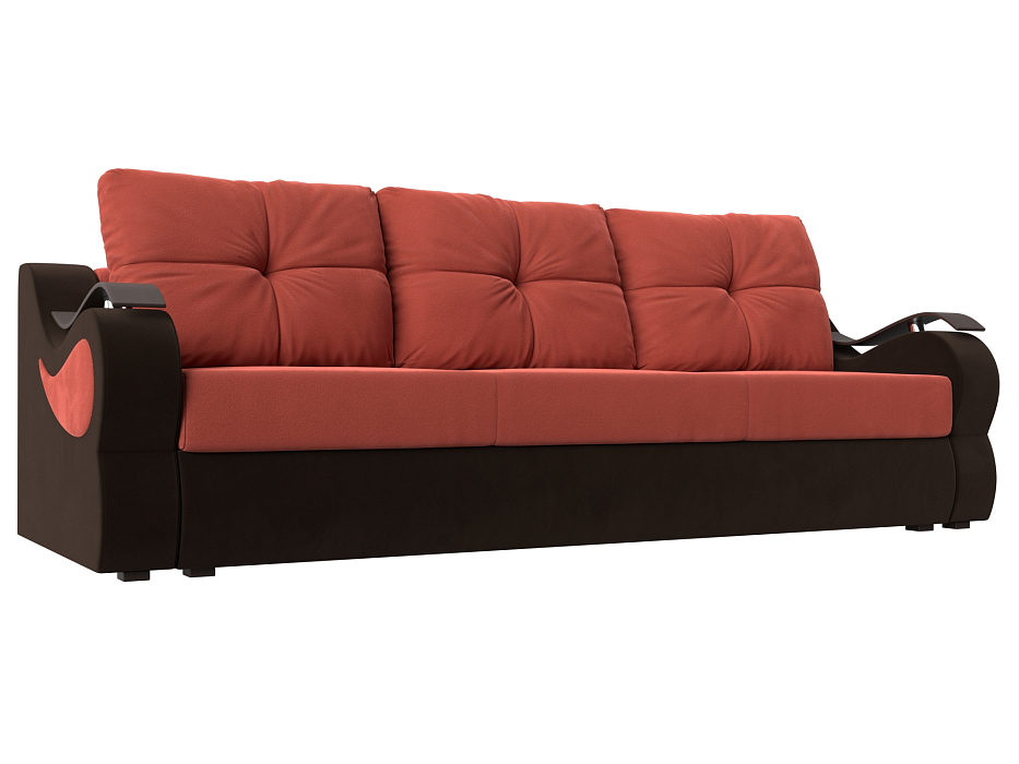 Прямой диван Меркурий еврокнижка (коралловый\коричневый цвет)