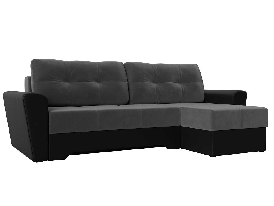 Угловой диван Амстердам правый угол (серый\черный цвет)
