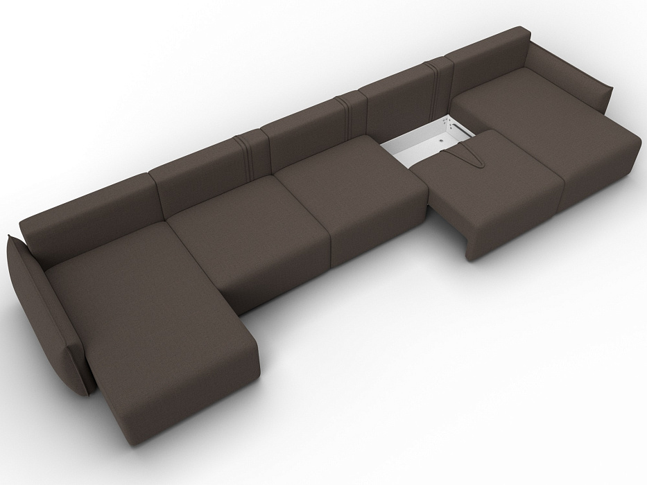 Диван П-образный Лига-051 НПБ МегаЛонг (амур 05 коричневый)