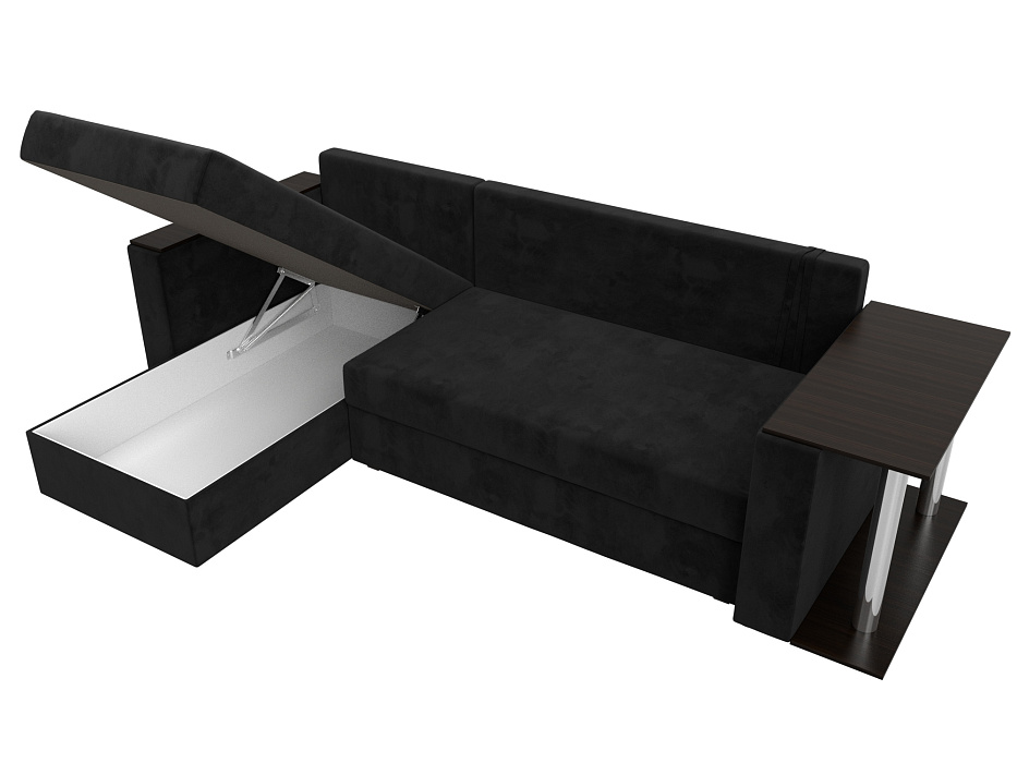 Диван угловой Атланта со столом левый угол (черный)