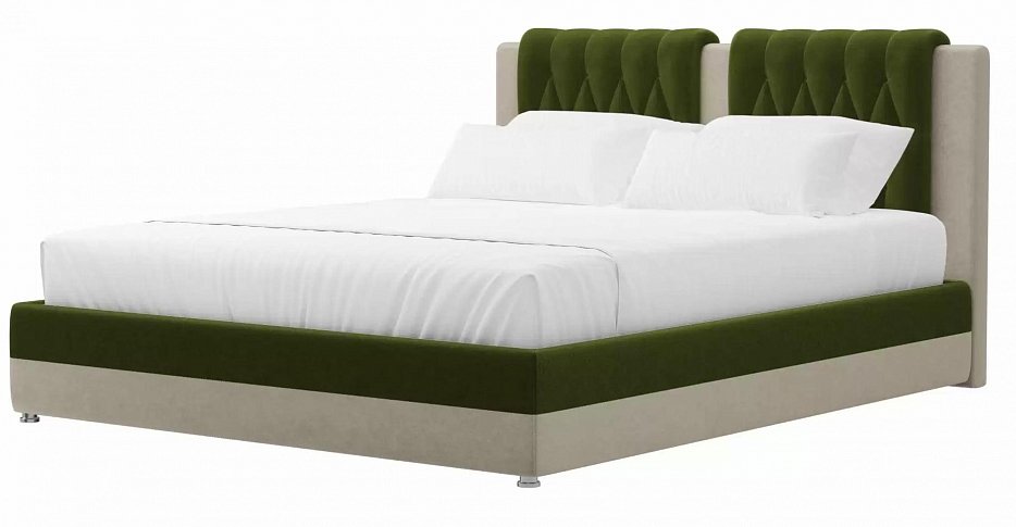Кровать интерьерная Камилла 160 (зеленый\бежевый)