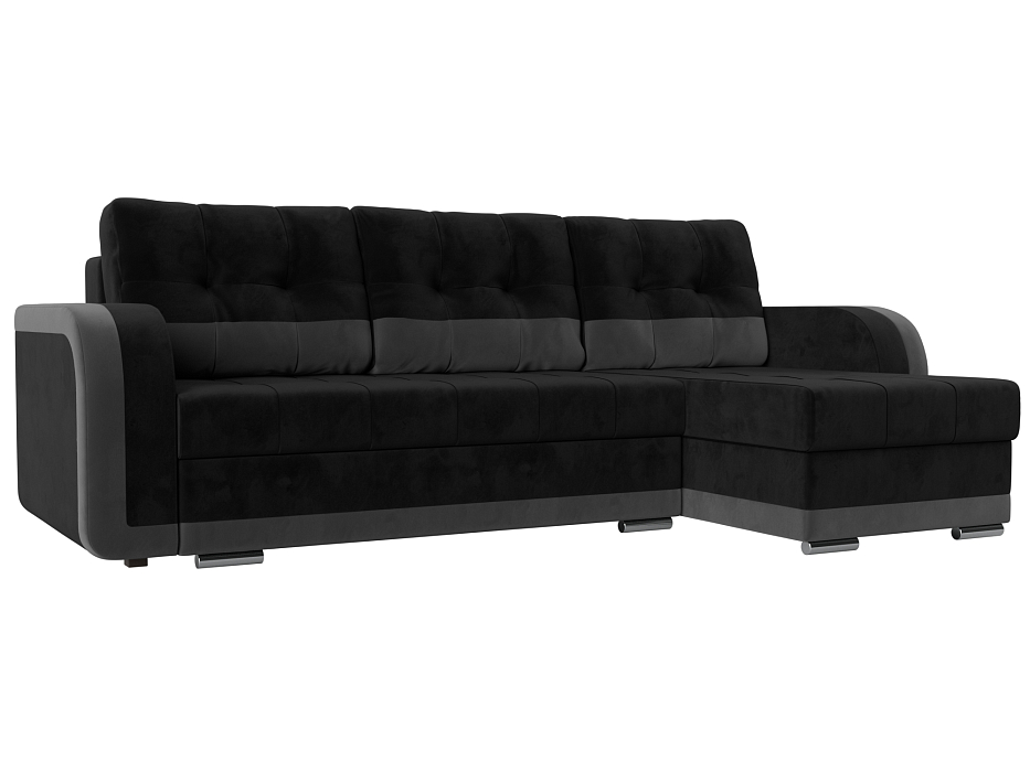 Угловой диван Марсель правый угол (черный\серый цвет)
