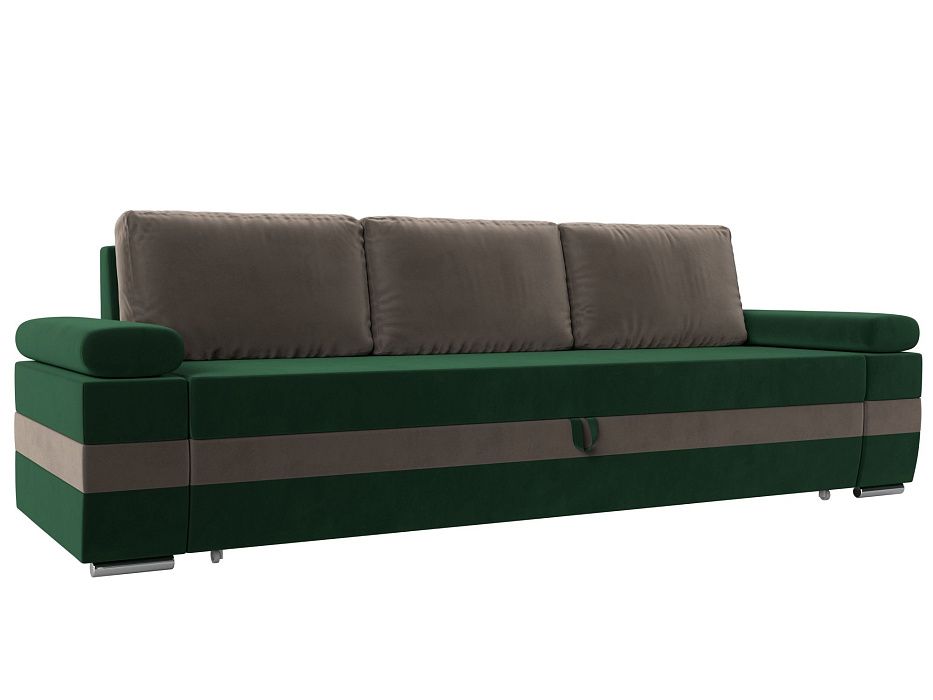 Прямой диван Канкун (зеленый\коричневый)