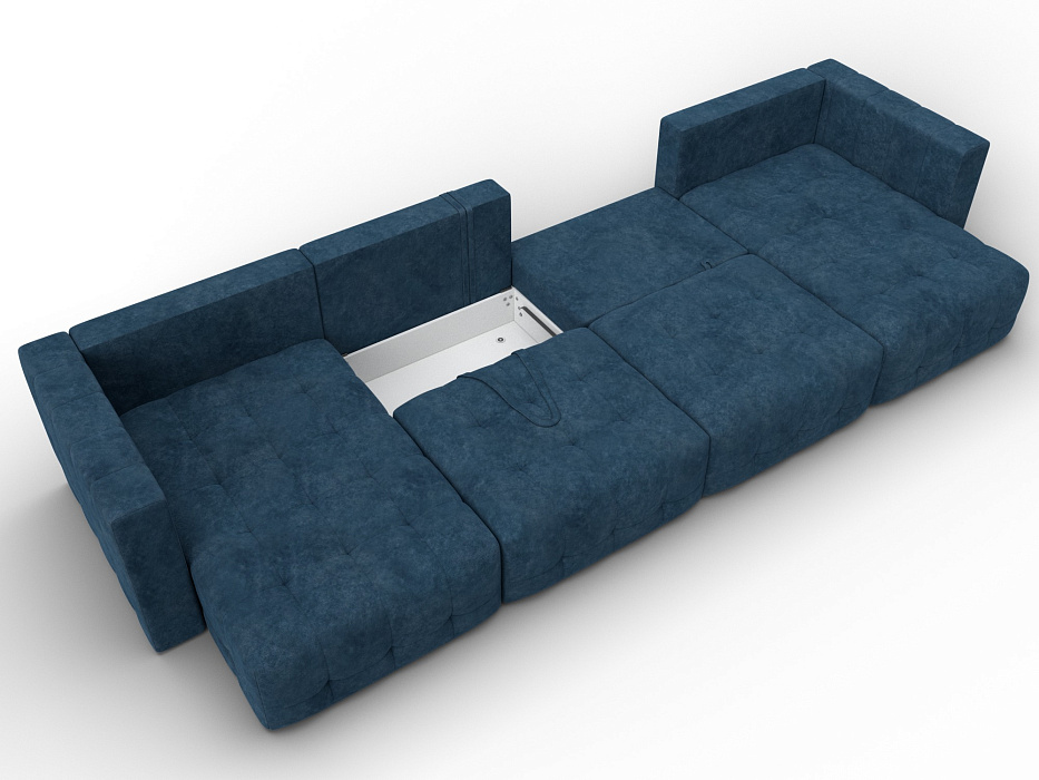 Диван П-образный Лига-052 НПБ Лонг (brut 11 синий)