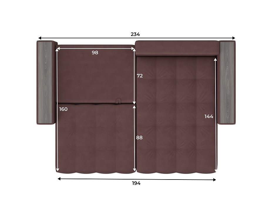 Диван угловой с декором Лига-049 НПБ (joly 09 бордовый)