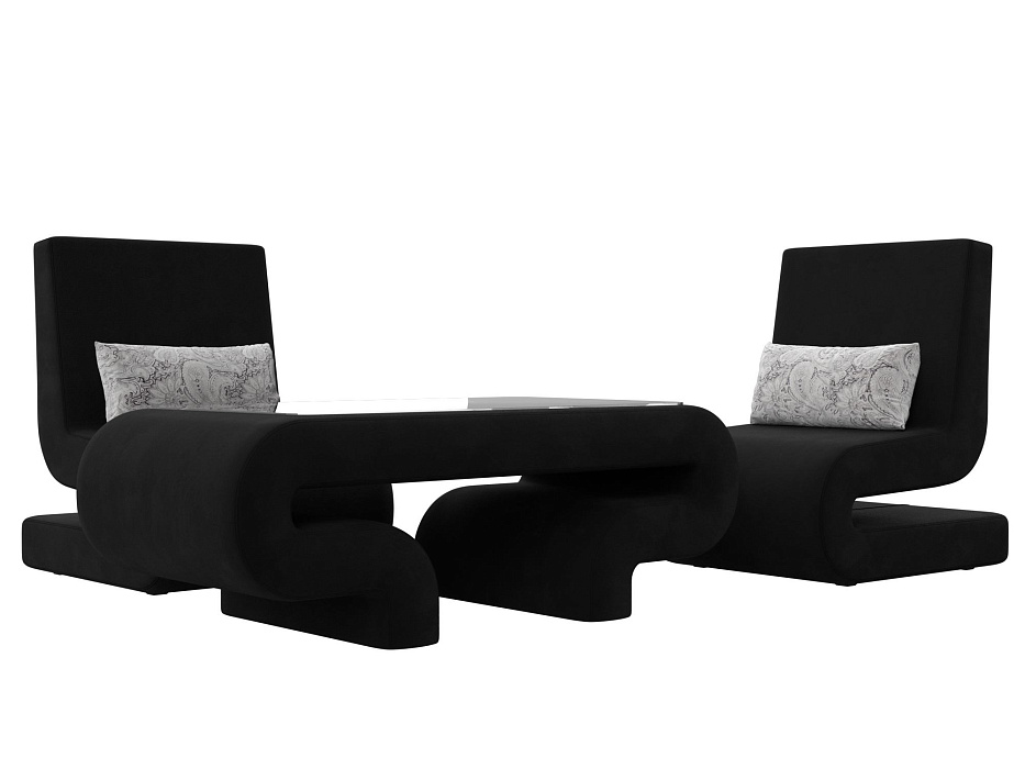 Набор Волна-3 (стол, 2 кресла) (черный)
