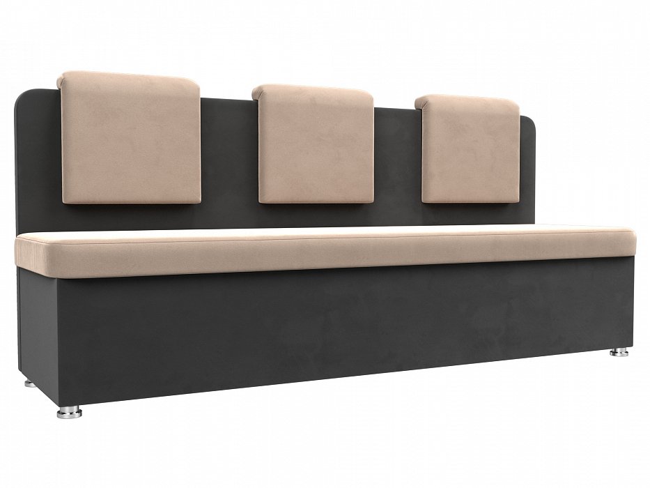 Кухонный прямой диван Маккон 3-х местный (бежевый\серый цвет)