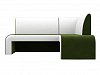 Кухонный угловой диван Кармен правый угол (зеленый\белый цвет)