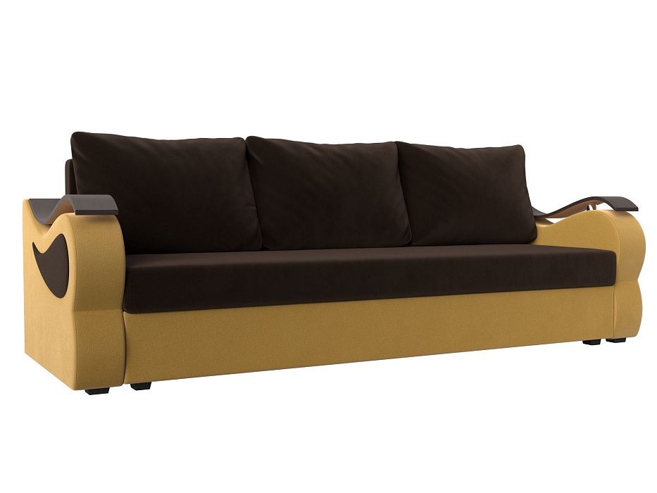 Прямой диван Меркурий Лайт (коричневый\желтый цвет)