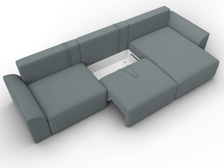 Диван угловой Лига-048 НПБ лонг (амур 07 серый)