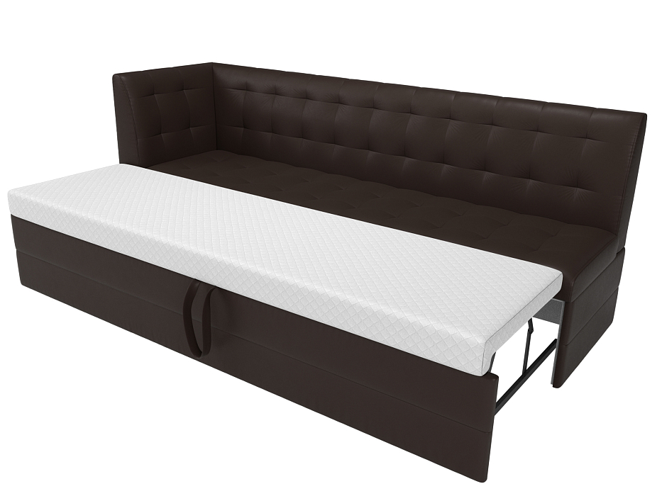 Диван кухонный прямой Бриз с углом слева (коричневый)