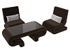 Набор Волна-3 (стол, 2 кресла) (коричневый)
