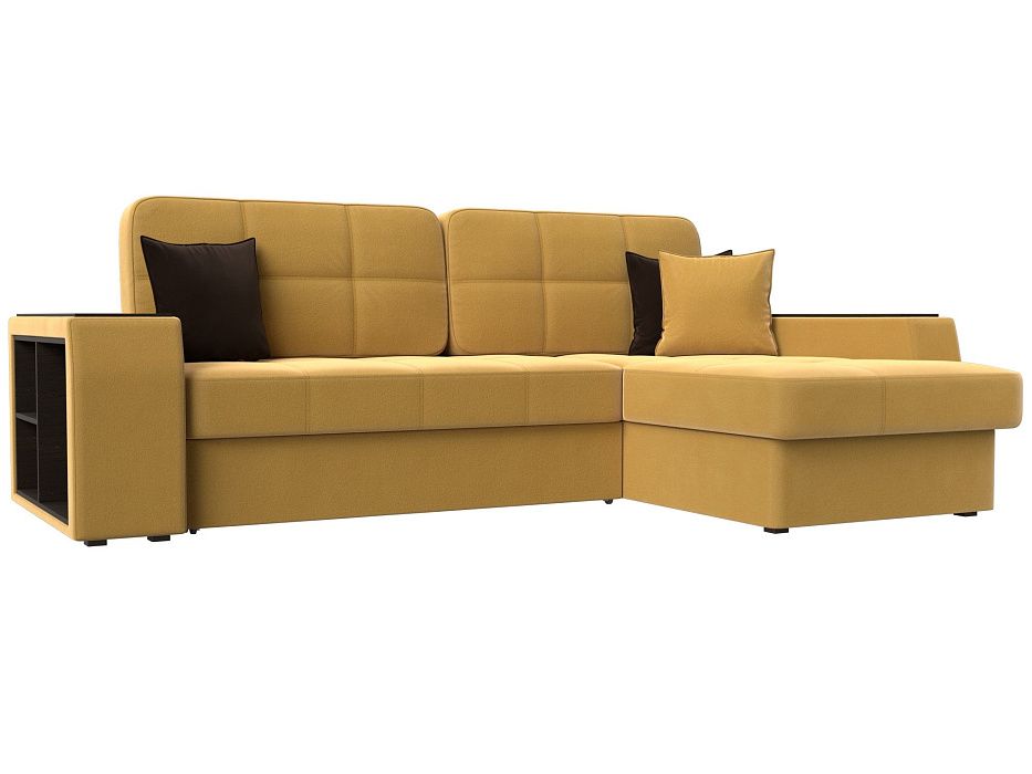 Угловой диван Брюссель правый угол (желтый\коричневый цвет)