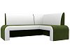 Кухонный угловой диван Кармен правый угол (зеленый\белый цвет)