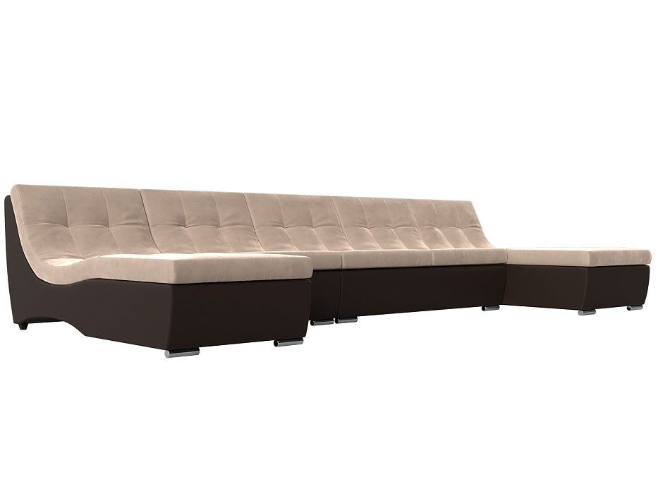П-образный модульный диван Монреаль Long (бежевый\коричневый цвет)
