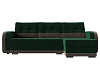 Угловой диван Марсель правый угол (зеленый\коричневый цвет)
