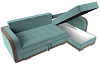 Угловой диван Марсель правый угол (бирюзовый\коричневый цвет)