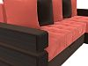 Угловой диван Венеция правый угол (коралловый\коричневый цвет)